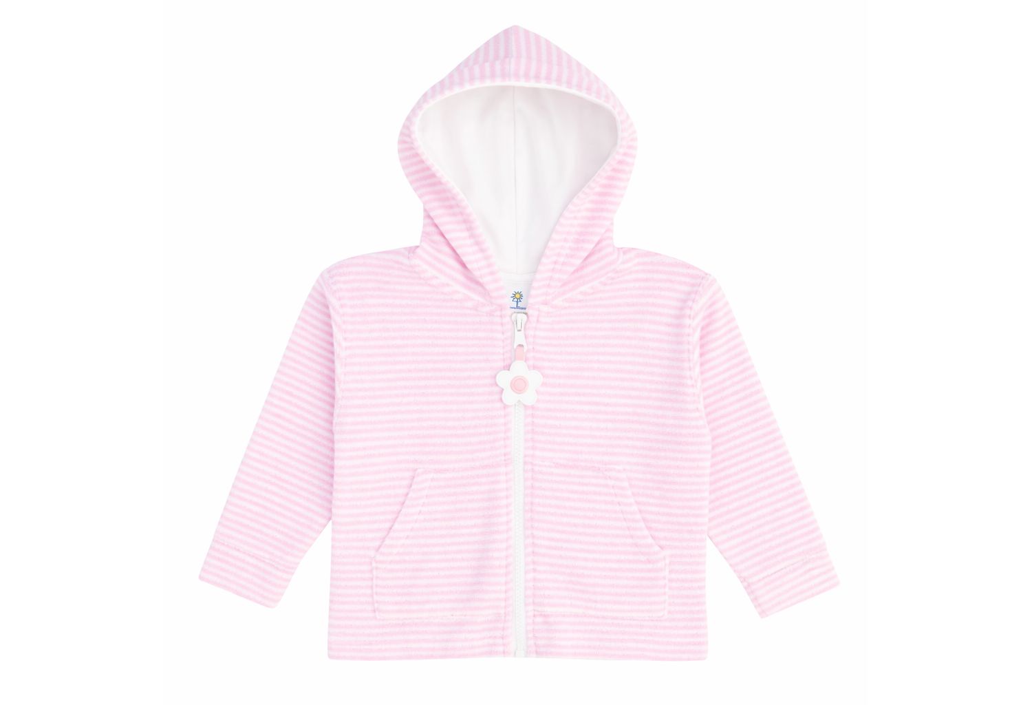 Little Girl Stripe Terry Hoodie with Flower