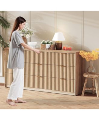 9 Drawer Dresser for Bedroom, Large Fluted Chest of Drawers, Wood Dressers Storage Organizer, Storage  Cabinet for Bedroom Living  &  office