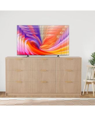 MilleLoom Wood Dresser for Bedroom, Modern Fluted 8 & 9 Drawer Dresser Wood TV Stand with Anti-Tip Device, Bedroom Dressers with Drawers