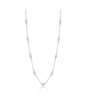 Classic Bezel Set Cubic Zirconia Chain Station Necklace