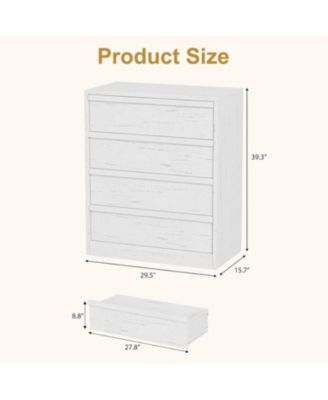 gaomon White 4 Drawer Wooden Dresser, 39" Tall Modern Chest of Drawers for Bedroom or Living Room