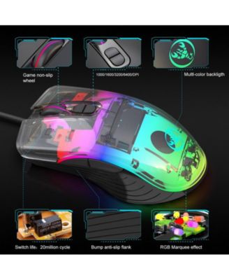Wired RGB Gaming Mouse,8000 DPI Adjustable, Ergonomic Comfort Grip with 7 Backlight Modes for PC Gamers, Compatible with Windows & Mac