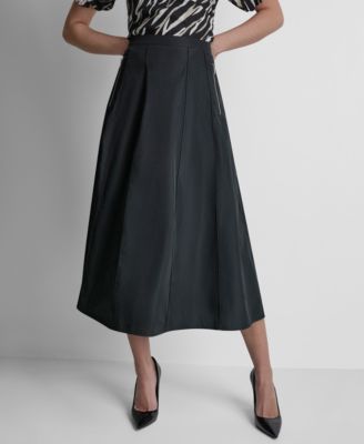 Women's Taffeta A-Line Seamed Midi Skirt