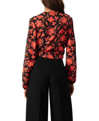 Women's Floral Wrap Blouse with Tie Waist