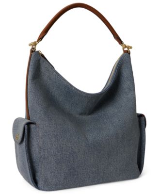 Washed Denim Large Blaike Shoulder Bag 