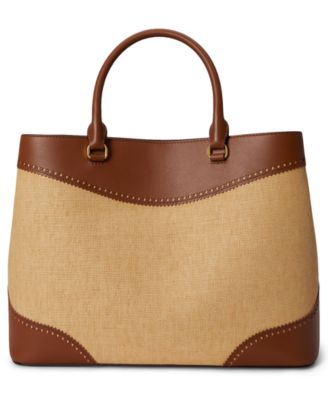 Straw & Leather Large Marcy Satchel Bag