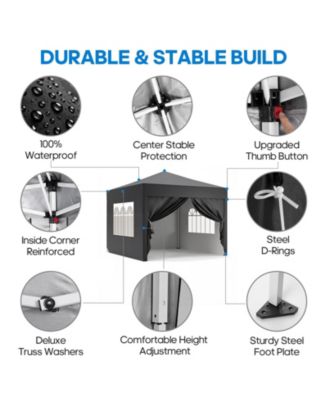 10 Ft x 10 Ft Folding Canopy Tent with 4 Removable Sidewalls and Carry Bag