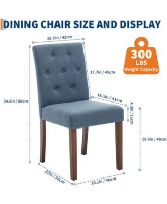 Upholstered Dining Chairs Set of 2, Tufted Parsons Kitchen Chair with Wood Legs