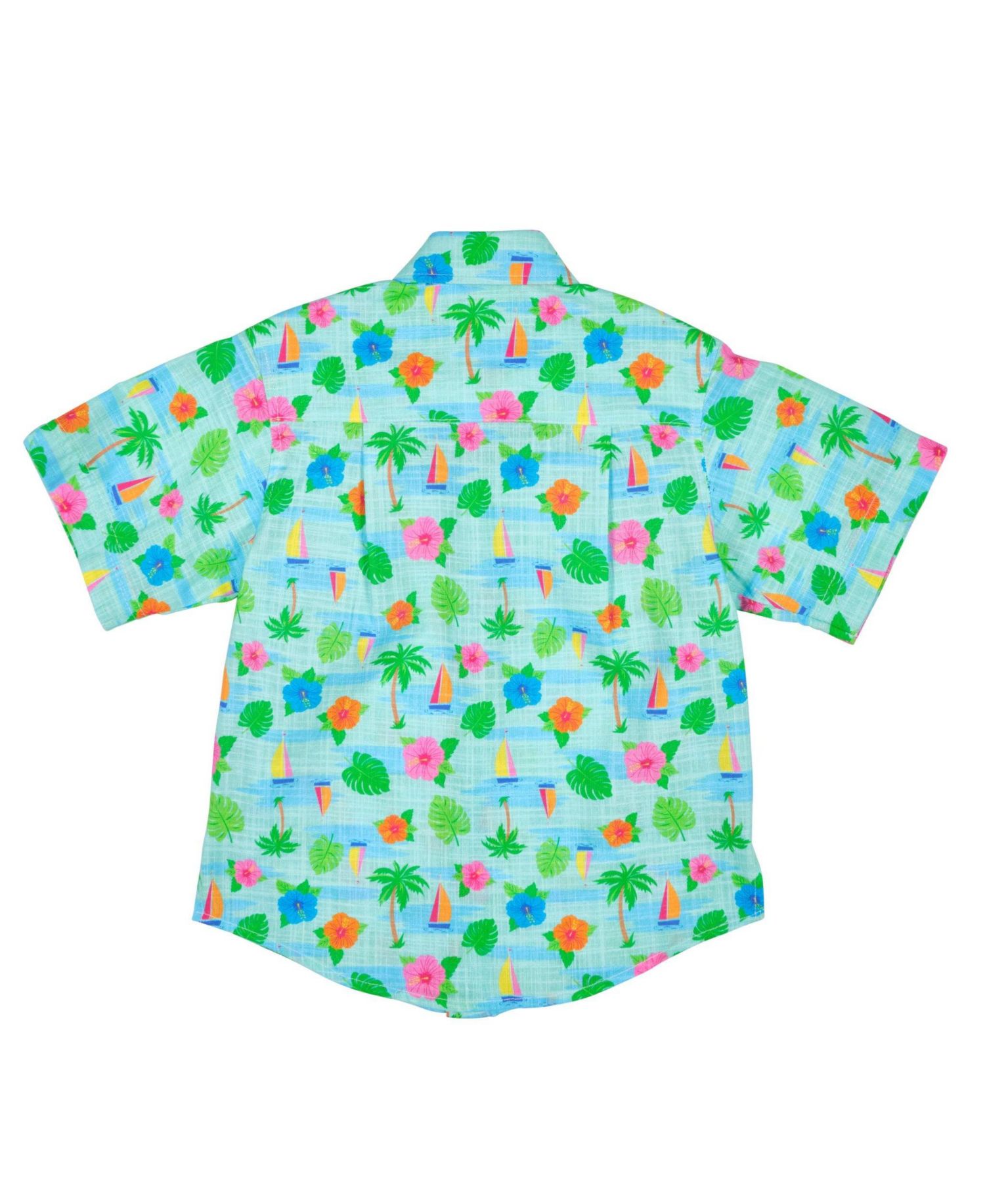 Little Boys Printed Linen Look Camp Shirt