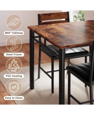 29.1" W Dining Table Set for 2, Small Kitchen Table with Upholstered Chairs