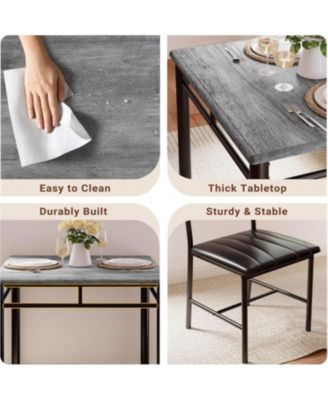 29.1" W Dining Table Set for 2, Small Kitchen Table with Upholstered Chairs