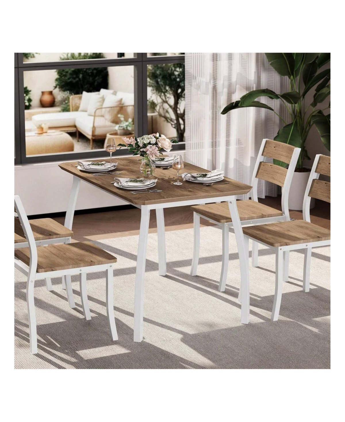 Gaomon Kitchen Table Dining Table Set For 4 5 Piece Metal Frame Kitchen Table And Chair Set for Dining Room