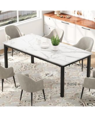 Kitchen Dining Table 6-Person Industrial Kitchen Table for Dining Room, Home Office, Living Room