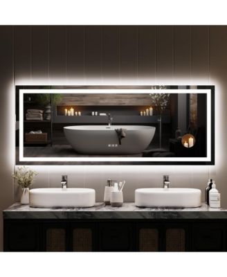 LED Bathroom Mirror 60 24, Dimmable Front & Back Lights, Anti-Fog, Shatter-Proof, Memory, 3X Magnifier Bathroom Vanity Mirror for Wall