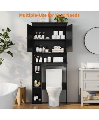 Over The Toilet Storage Cabinet, Bathroom Organizer, Space-Saving Farmhouse Toilet Shelf with Paper Holder