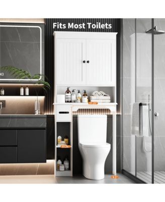 Over The Toilet Storage Cabinet, Bathroom Organizer, Space-Saving Farmhouse Toilet Shelf with Paper Holder