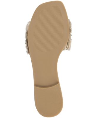 Women's Azalea Embellished Square Toe Floral Flat Sandals