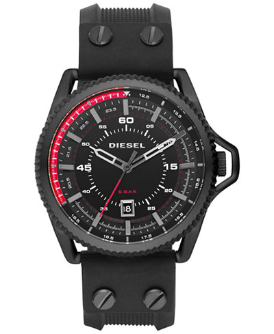 Diesel Men's Rollcage Black Silicone Strap Watch 45x50mm DZ1760