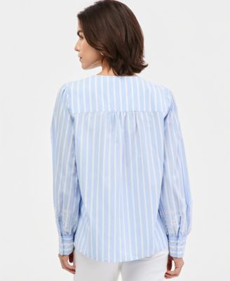 Women's Cotton Embroidered-Sleeve Blouse