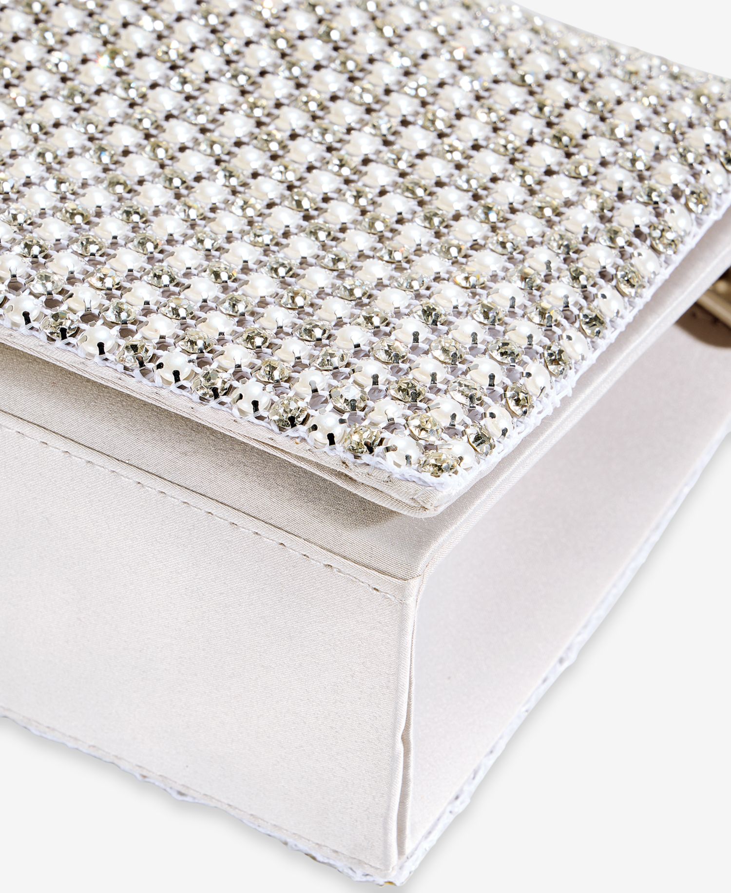 Imitation Pearl XL Diamond Mini Flap Clutch