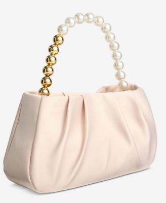 Imitation Pearl Top Handle Satchel Bag