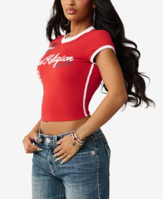 Women's Contrast Sporty Cap Sleeve T-Shirt