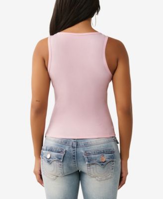 Women's Crystal Square Neck Rib Tank