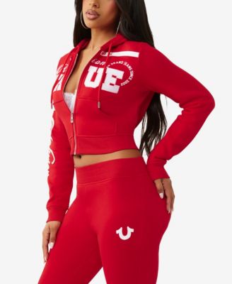 Women's Embroidered Shrunken Zip Hoodie