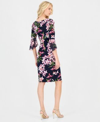 Women's Floral-Print Flounce-Sleeve Dress