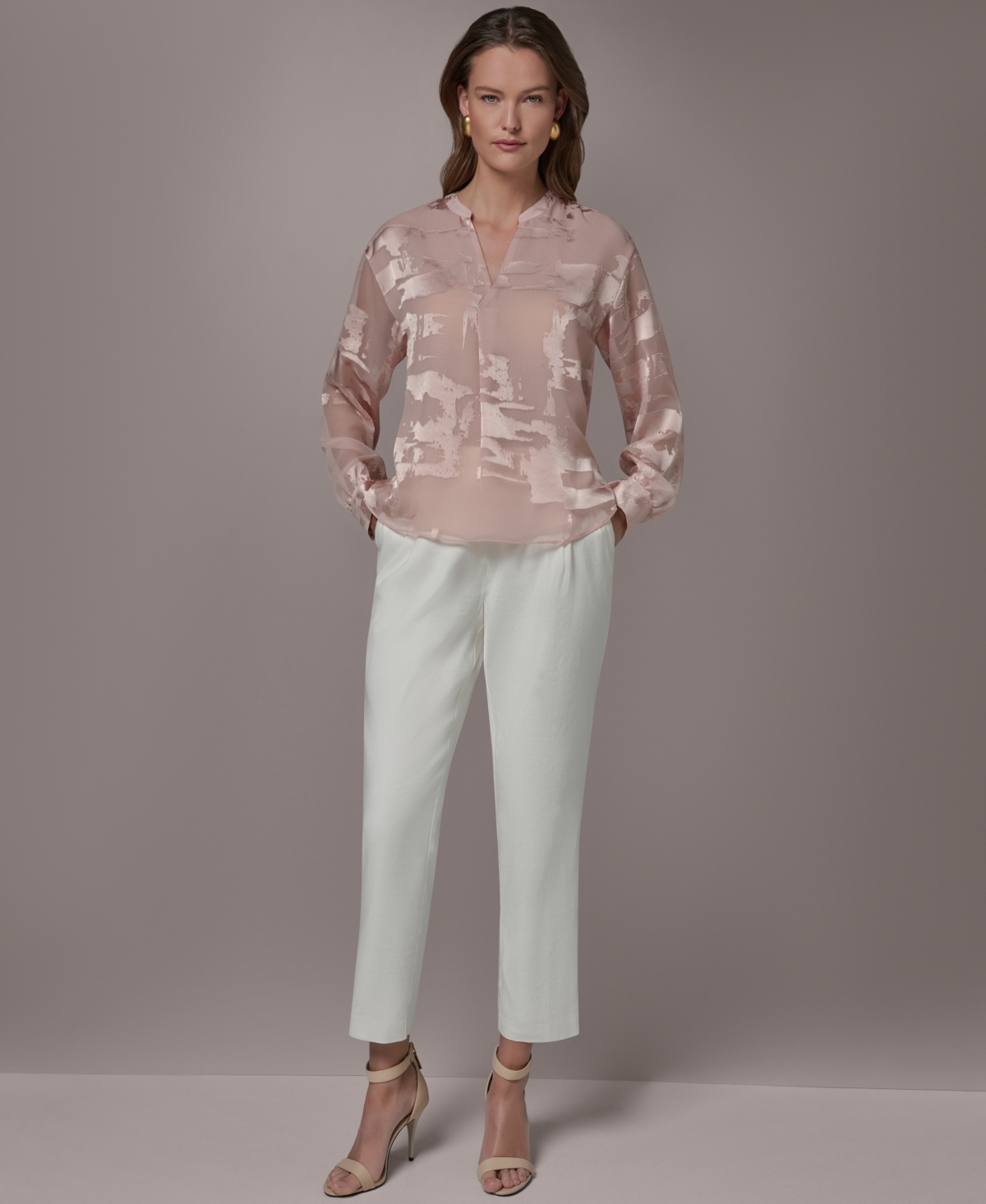 Donna Karan New York Women's Split V-Neck Long-Sleeve Top