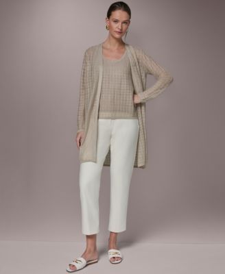 Women's Grid Pattern Long-Sleeve Cardigan