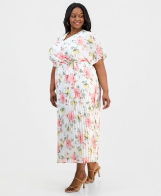 Plus Size Printed Flutter-Sleeve Maxi Dress