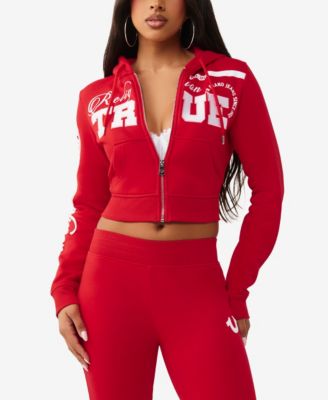 Women's Embroidered Shrunken Zip Hoodie