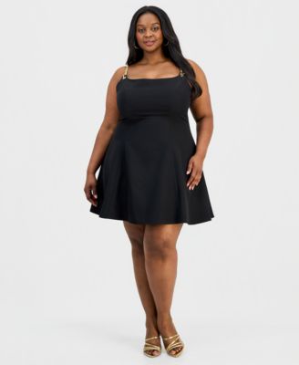 Trendy Plus Size Chain-Strap Fit & Flare Dress