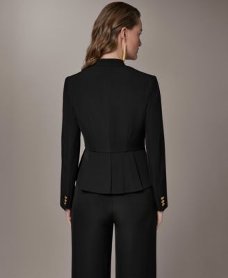 Petite Collarless One Button Jacket