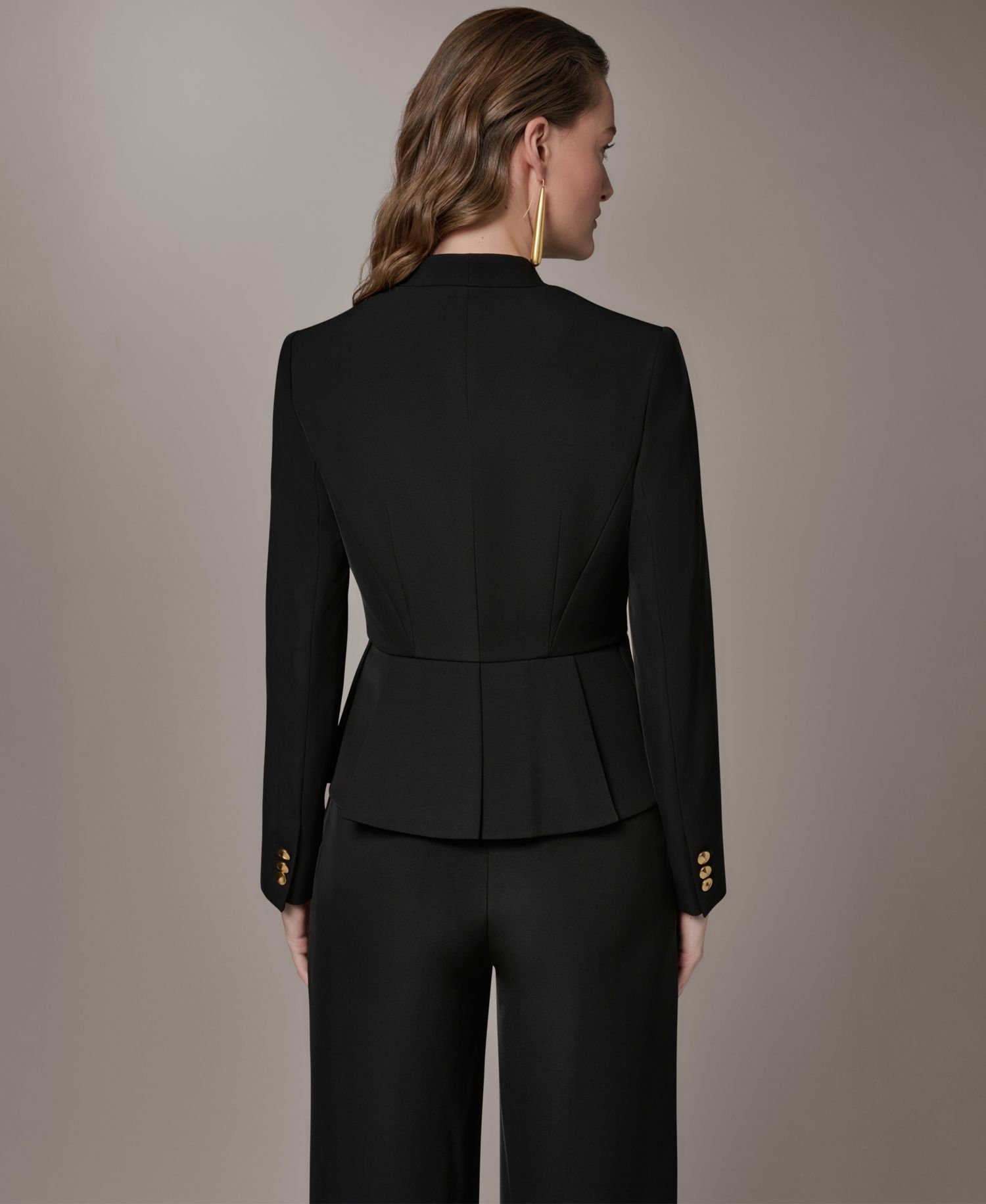 Petite Collarless One Button Blazer