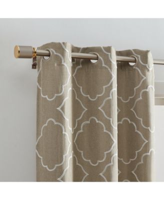 Elrene Home Fashions Valian Lattice Embroidered Blackout Window Curtain Panel, Set of 2