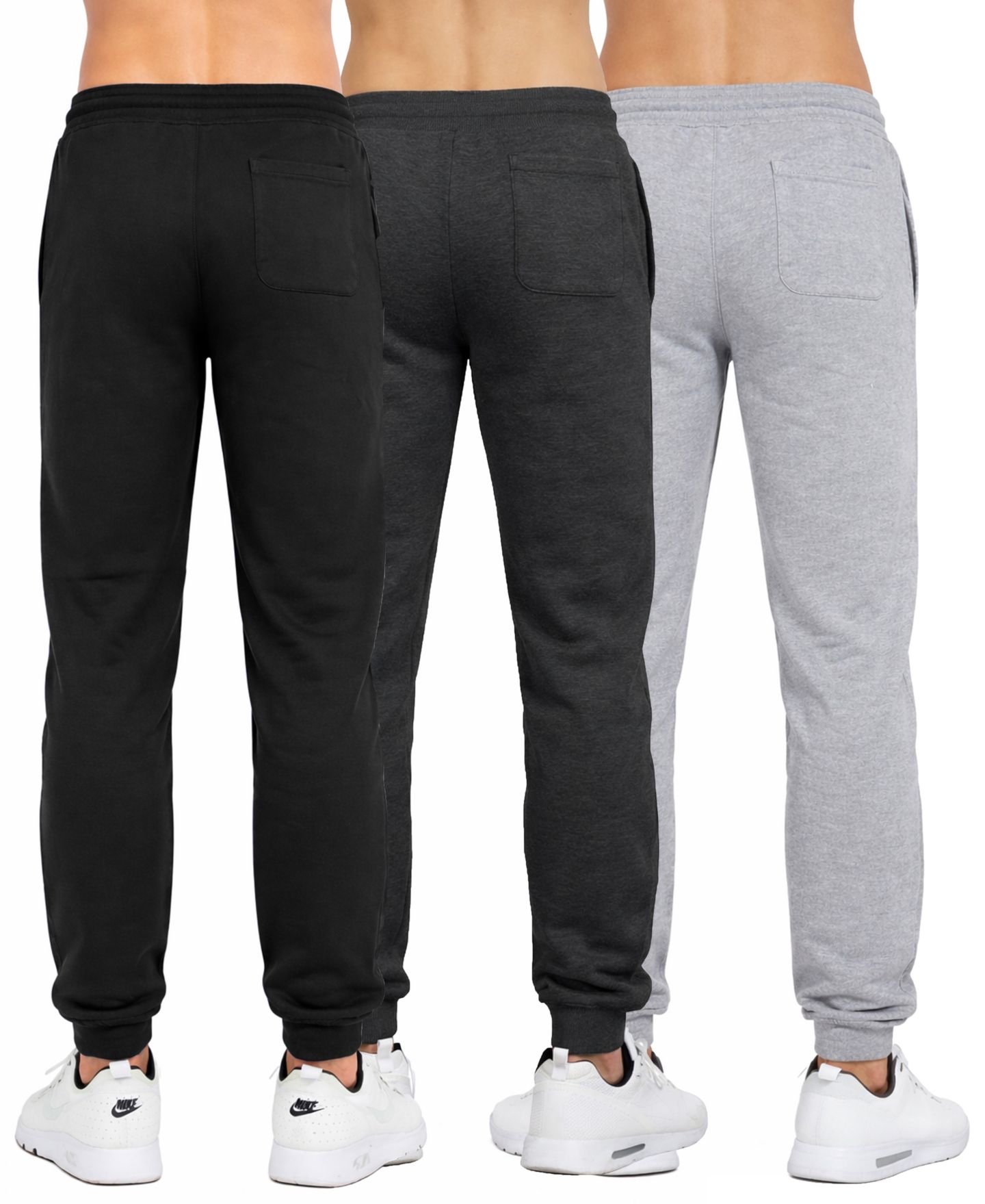Мужские брюки Blue Ice Big & Tall Regular-Fit Jogger Sweatpants, 3-Pack, цвет: Чёрный / Угольный — фото 3