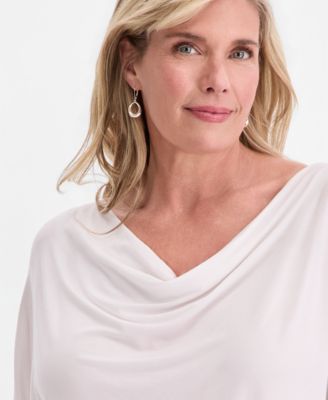 Plus Size Cowl-Neck Flutter-Sleeve Top