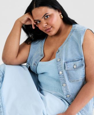 Trendy Plus Size Denim Vest