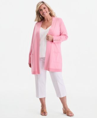 Plus Size Open-Front Long-Sleeve Cardigan