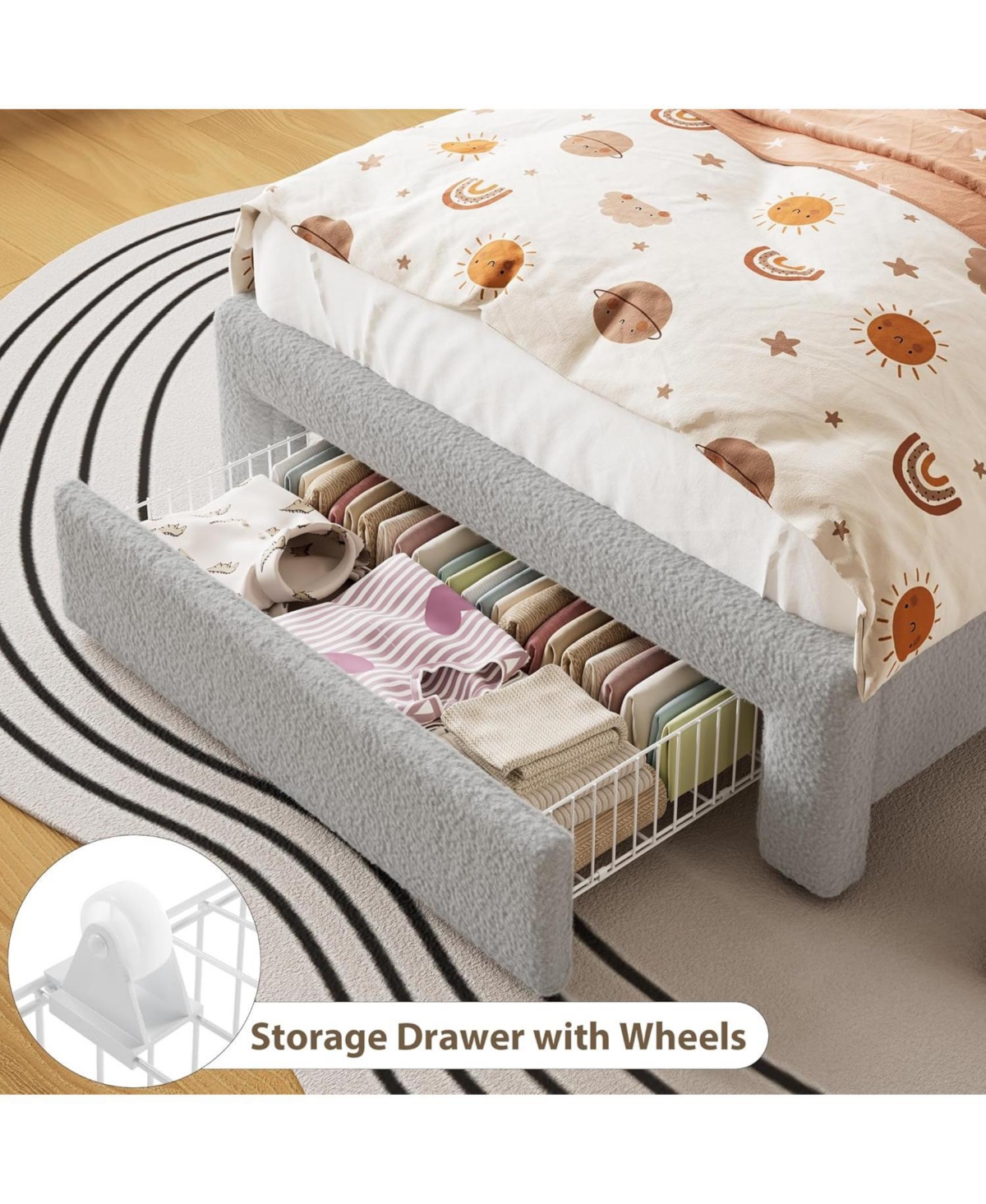 gaomon Bed Frame with 2-Tier Storage Headboard, Upholstered Platform Charging Station and Drawer, Metal Support, No Box Spring Needed,