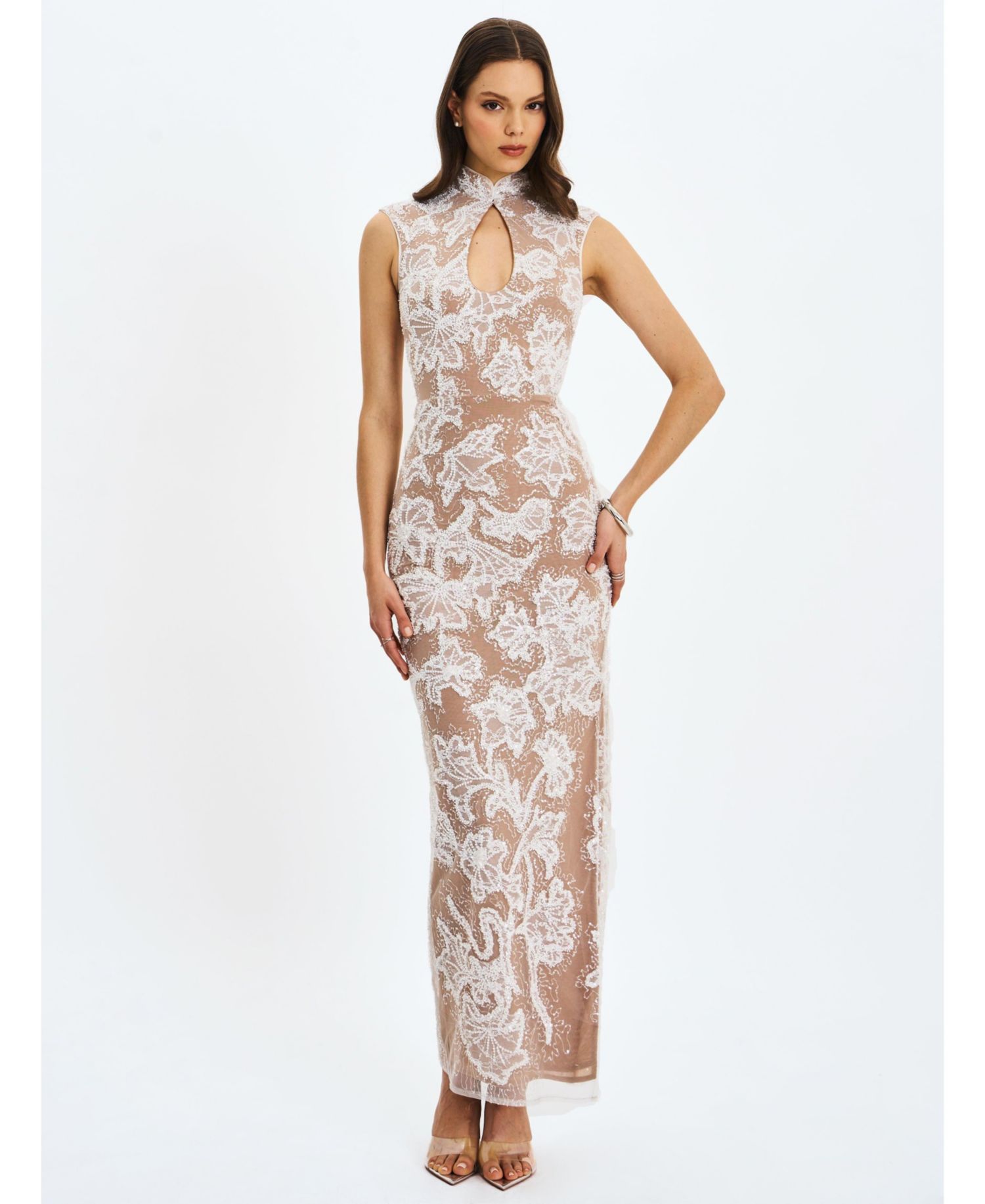 Women's Tavia Beaded Teardrop Neckline Maxi Dress