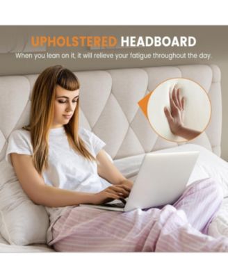 Size Bed Frame, Upholstered Platform Bed Frame with Storage Drawers, Mattress Foundation with Solid Wooden Slats Support, No Box Spring Needed