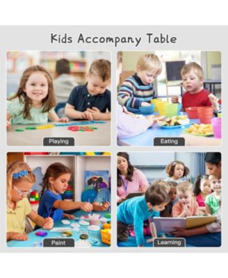 Modern Kids Table and 4 Chair Set, Height Adjustable Toddler Tables and 4 Chairs with Non-Slip Desk