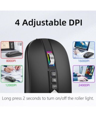 Dual-Mode Wireless Silent Mouse - (2.4G + Bluetooth 5.1)- 4 Adjustable DPI 800-2400, Type-C Rechargeable, Slim Portable for PC, Laptop, Mac