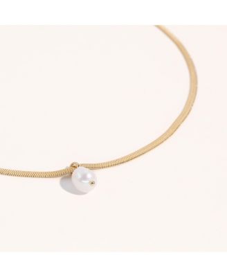 Gold Plated Stainless Steel Chain with Freshwater Pearl Necklace
