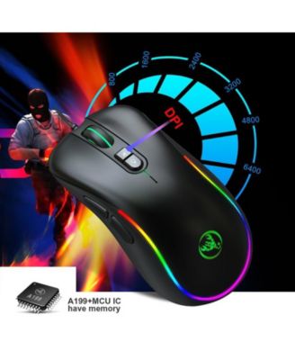 Wired Gaming Mouse, RGB Backlit Mouse with 8000 DPI Adjustable, Ergonomic Comfort Grip for PC Gamers, Office & Home Use