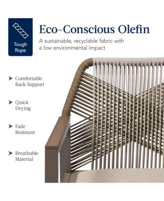 Set of 2 Indoor/Outdoor Aluminum Woven Rope Dining Chairs w/ Armrests