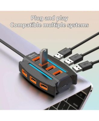 10-Port USB 2.0 Hub - Ultra-Slim Multiport Splitter - Ideal for Laptop, Desktop, PC, Printers & HDDs